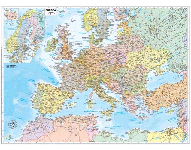 Europa Carta Murale Politica Plast. Aste 60 X 50 - Aa.Vv ...
